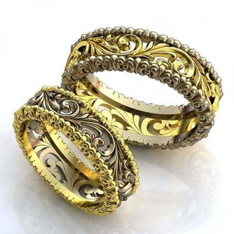 Кружевные золотые обручальные кольца AOG-obr-833 из Комбинированные от Ювелирный салон Art of glow 1