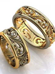 Обручальные кольца с узором кружевом AOG-obr-556 из Комбинированные от Ювелирный салон Art of glow 1