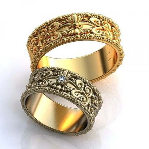 Золотые обручальные кольца с узором AOG-obr-481 из Желтое золото от Ювелирный салон Art of glow 1