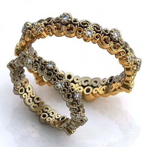 Тонкие кружевные обручальные кольца из золота AOG-obr-813 из Комбинированные от Ювелирный салон Art of glow 1