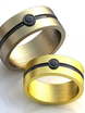Стильные обручальные кольца с черным бриллиантом и эмалью AOG-obr-681 из Желтое золото от Ювелирный салон Art of glow 1
