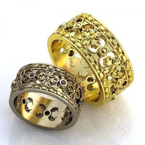 Золотые обручальные кольца с воздушным узором AOG-obr-829 из Желтое золото от Ювелирный салон Art of glow 1