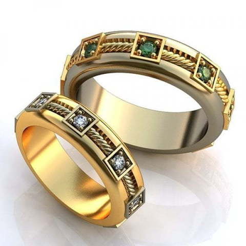 Купить Необычные обручальные кольца с изумрудами AOG-obr-670 Т229202 от Art of glow за 68938 руб. Отзывы, фото -— Wed by Me