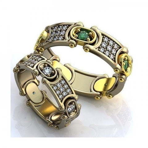 Гибкие обручальные кольца из золота с камнями AOG-WR-0010 из Желтое золото от Ювелирный салон Art of glow 1