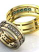 Стильные обручальные кольца с изумрудами AOG-obr-233 из Желтое золото от Ювелирный салон Art of glow 1