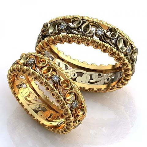Золотые обручальные кружевные кольца AOG-obr-641 из Комбинированные от Ювелирный салон Art of glow 1