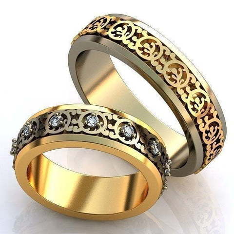 Обручальные кольца с узором из золота AOG-obr-180 из Комбинированные от Ювелирный салон Art of glow 1