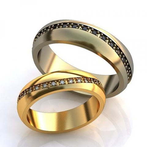 Обручальное кольцо с черными бриллиантами AOG-obr-529 из Желтое золото от Ювелирный салон Art of glow 1