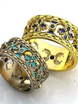 Узорчатые обручальные кольца с яркой эмалью AOG-obr-822 из Желтое золото от Ювелирный салон Art of glow 1