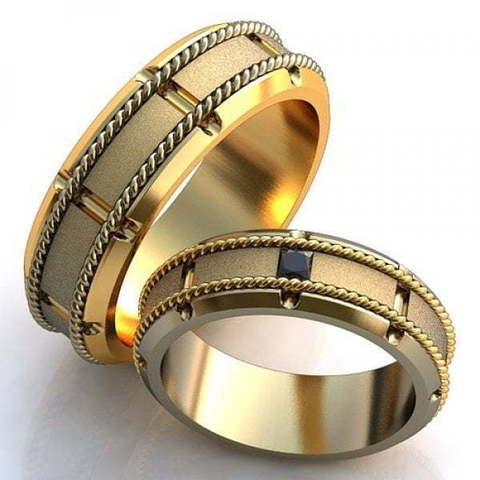 Кольца обручальные из белого золота с сапфиром AOG-obr-454 из Желтое золото от Ювелирный салон Art of glow 1