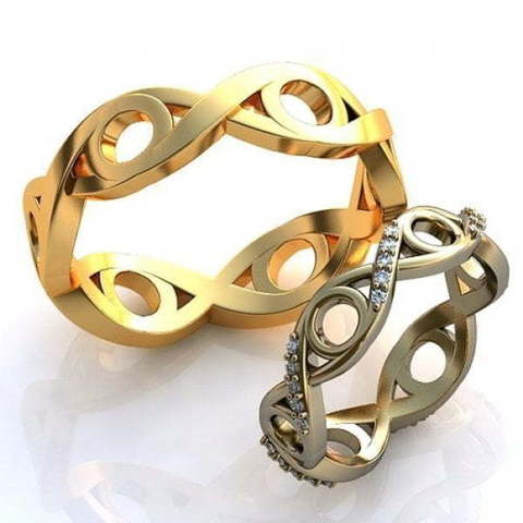 Необычные фигурные обручальные кольца AOG-obr-722 из Желтое золото от Ювелирный салон Art of glow 1