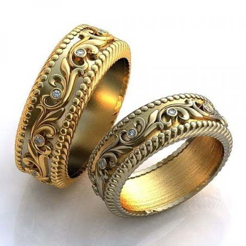 Обручальные золотые кольца с бриллиантами AOG-obr-716 из Желтое золото от Ювелирный салон Art of glow 1