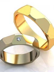 Золотые обручальные кольца с гранями AOG-obr-690 из Желтое золото от Ювелирный салон Art of glow 1
