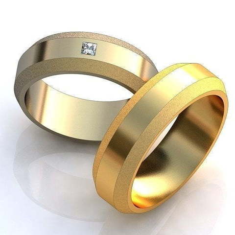 Обручальное кольцо с квадратным бриллиантом AOG-obr-062 из Желтое золото от Ювелирный салон Art of glow 1