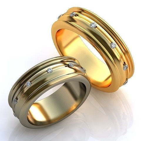 Широкие обручальные кольца с бриллиантами AOG-obr-046 из Желтое золото от Ювелирный салон Art of glow 1