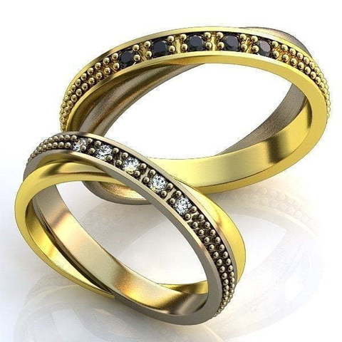 Двойные обручальные кольца с бриллиантами AOG-obr-182 из Комбинированные от Ювелирный салон Art of glow 1
