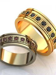 Обручальные кольца с рубинами и сапфирами AOG-obr-766 из Желтое золото от Ювелирный салон Art of glow 1