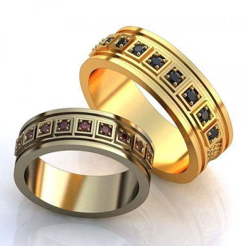 Обручальные кольца с рубинами и сапфирами AOG-obr-766 из Желтое золото от Ювелирный салон Art of glow 1