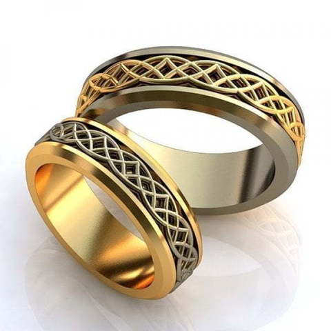 Золотые обручальные кольца с плетением AOG-obr-830 из Комбинированные от Ювелирный салон Art of glow 1