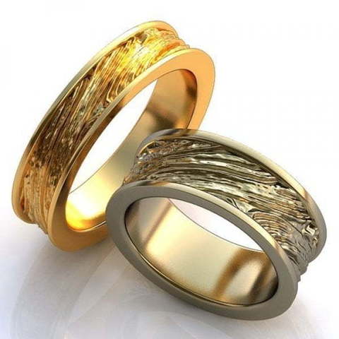Обручальные кольца с рельефной поверхностью AOG-obr-750 из Желтое золото от Ювелирный салон Art of glow 1