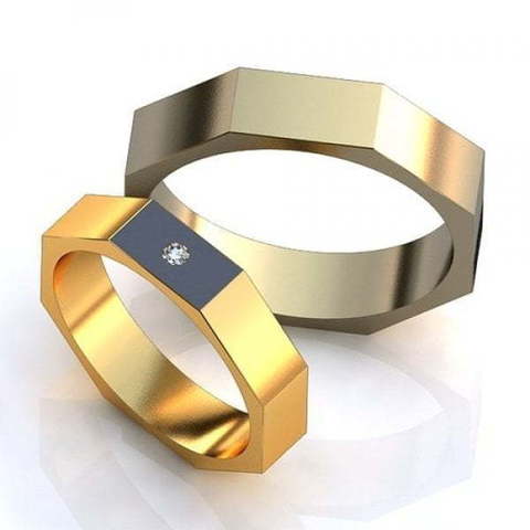 Золотые обручальные кольца с гранями AOG-obr-511 из Желтое золото от Ювелирный салон Art of glow 1