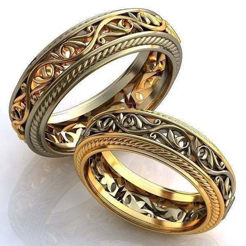 Золотые обручальные кружевные кольца AOG-obr-253 из Комбинированные от Ювелирный салон Art of glow 1