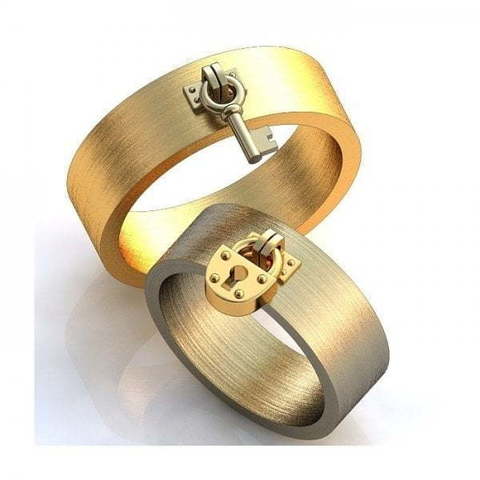Необычные обручальные кольца с подвесками AOG-WR-0009 из Желтое золото от Ювелирный салон Art of glow 1
