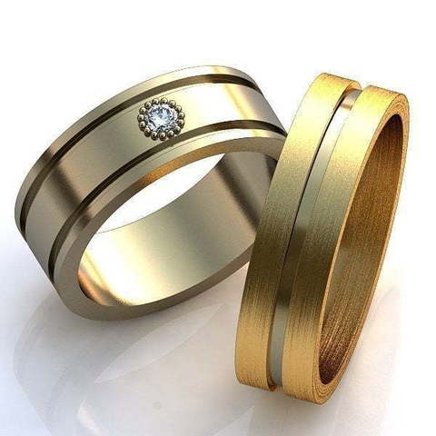 Стильные матовые обручальные кольца AOG-obr-260 из Желтое золото, Комбинированные от Ювелирный салон Art of glow 1