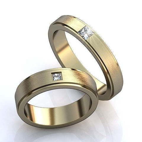 Обручальные кольца с квадратными бриллиантами AOG-obr-009 из Желтое золото от Ювелирный салон Art of glow 1