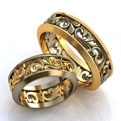 Необычные кружевные обручальные кольца AOG-obr-755 из Комбинированные от Ювелирный салон Art of glow 1