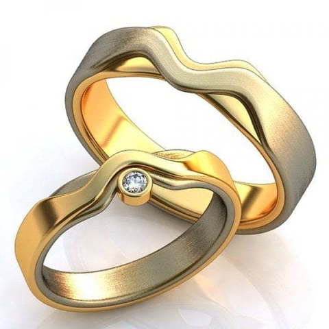Обручальные кольца необычной формы AOG-obr-324 из Комбинированные от Ювелирный салон Art of glow 1