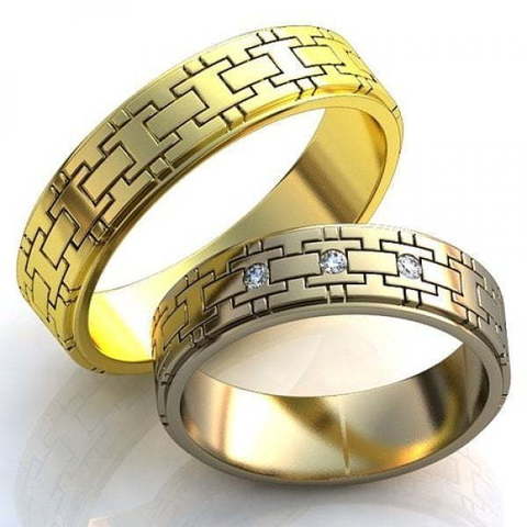 Обручальные кольца с графическим узором AOG-obr-295 из Желтое золото от Ювелирный салон Art of glow 1