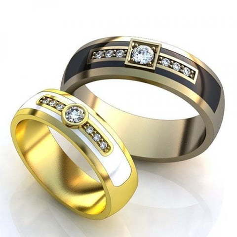 Обручальные кольца с эмалью и бриллиантами AOG-obr-809 из Желтое золото от Ювелирный салон Art of glow 1