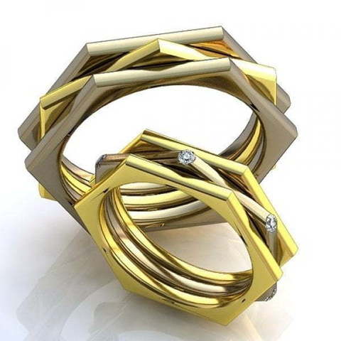 Оригинальные тройные обручальные кольца AOG-obr-443 из Комбинированные от Ювелирный салон Art of glow 1
