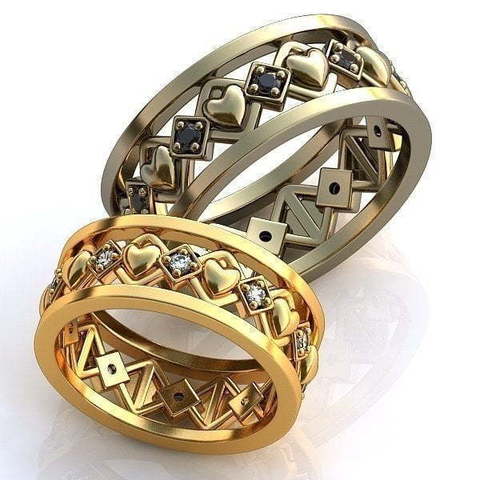 Оригинальные обручальные кольца с сапфирами AOG-obr-165 из Желтое золото от Ювелирный салон Art of glow 1