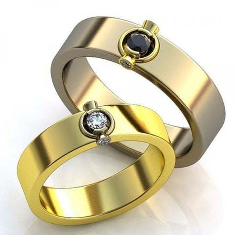 Стильные обручальные кольца с бриллиантами AOG-obr-338 из Желтое золото от Ювелирный салон Art of glow 1