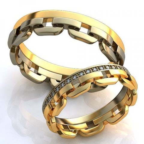 Обручальные кольца необычной формы AOG-obr-420 из Комбинированные от Ювелирный салон Art of glow 1