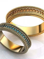 Обручальные кольца с цветными камнями AOG-obr-747 из Желтое золото от Ювелирный салон Art of glow 1