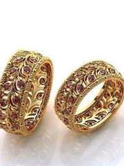 Роскошные обручальные кольца с рубинами R-KO-1101 из Желтое золото от Ювелирный салон Art of glow 1