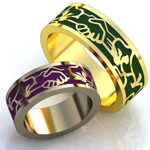 Золотые обручальные кольца с эмалью AOG-obr-170 из Желтое золото от Ювелирный салон Art of glow 1