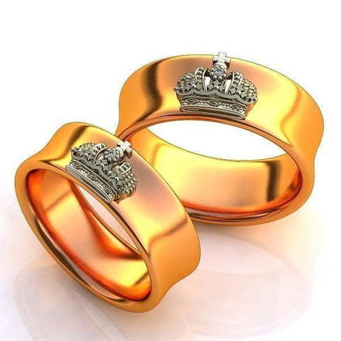 Широкие обручальные кольца с короной AOG-WRB-011 из Розовое (красное) золото от Ювелирный салон Art of glow 1