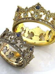 Обручальные кольца короны с камнями AOG-WR-0012 из Желтое золото от Ювелирный салон Art of glow 1