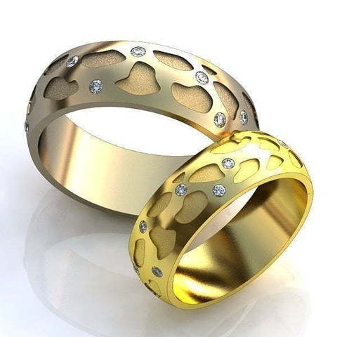 Необычные обручальные кольца с камнями AOG-obr-232 из Желтое золото от Ювелирный салон Art of glow 1