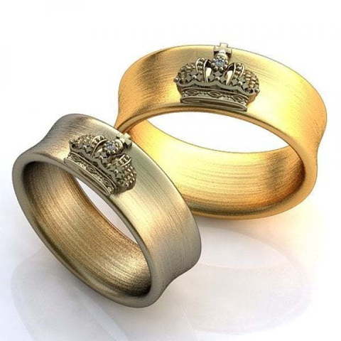 Матовые обручальные кольца с короной AOG-obr-674 из Желтое золото от Ювелирный салон Art of glow 1