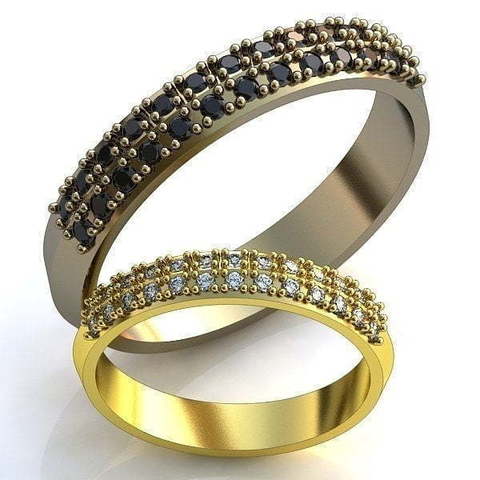 Обручальные кольца с дорожкой черных и белых бриллиантов AOG-obr-216 из Желтое золото от Ювелирный салон Art of glow 1