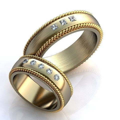 Обручальные кольца с квадратными бриллиантами AOG-obr-032 из Комбинированные от Ювелирный салон Art of glow 1