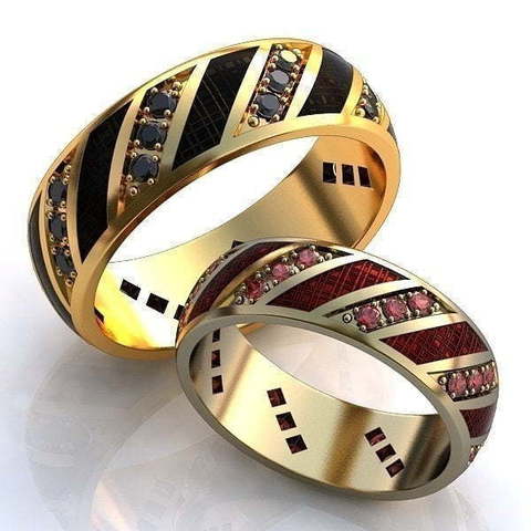 Обручальные кольца с эмалью и камнями AOG-obr-082 из Желтое золото от Ювелирный салон Art of glow 1