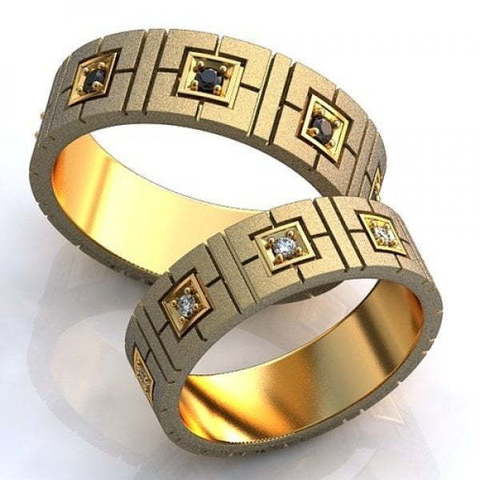 Необычные матовые обручальные кольца AOG-obr-452 из Розовое (красное) золото от Ювелирный салон Art of glow 1
