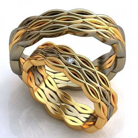 Фигурные обручальные кольца с камнями AOG-obr-386 из Комбинированные от Ювелирный салон Art of glow 1