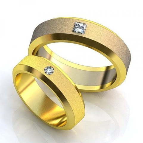 Матовые обручальные кольца с бриллиантами AOG-obr-489 из Желтое золото, Комбинированные от Ювелирный салон Art of glow 1